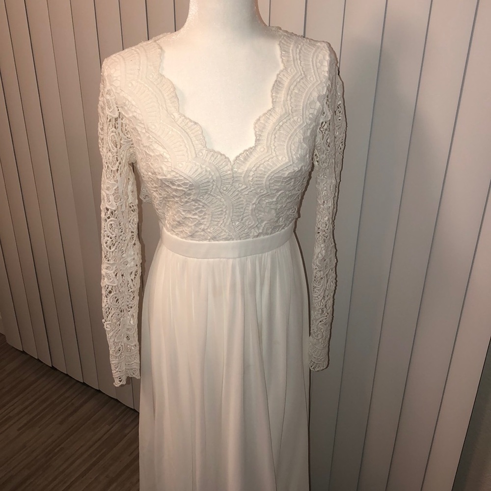 White lace maxi gown
